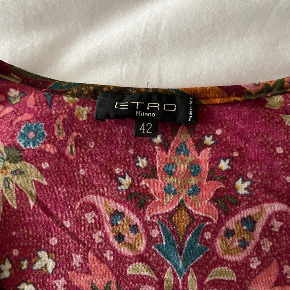 ETRO Bohemian Paisley Long Sleeve Top Sz 6, IT 42 - Picture 4 of 6